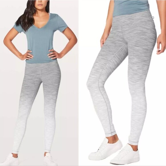LULULEMON Wunder Under Hi Rise Tight Ombre Melange Grey Space Dye Size 6 - Picture 1 of 7